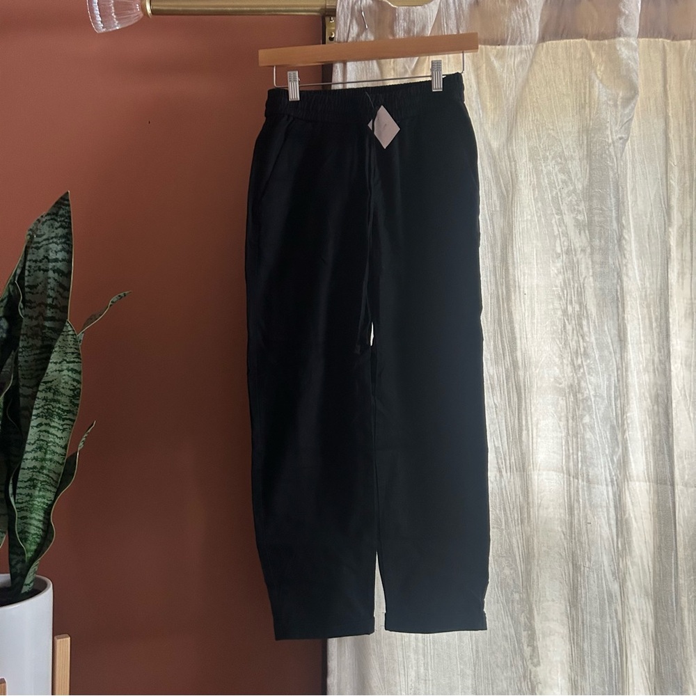 J. Crew Linen Cotton Blend Drawstring Pants Black Pull‎ On NWT Size 0 Petite - Picture 2 of 10